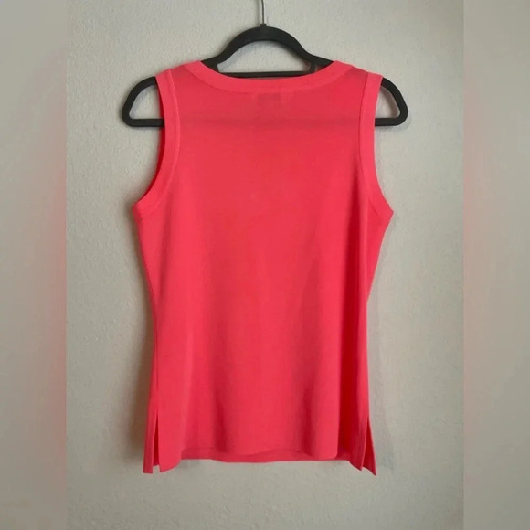 Exclusively Misook women’s acrylic neon pink square sleeveless Vneck top size XS - Picture 2 of 6